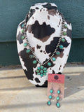 “The Rainstorm” Beautiful Navajo Sterling Silver Turquoise Necklace & Earring Set