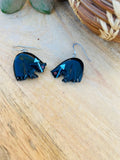 Vintage Zuni Jet & Turquoise Fetish Bear Earrings