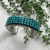 “The 4 Row Turquoise Cuff” Sterling Silver Turquoise Cuff Bracelet