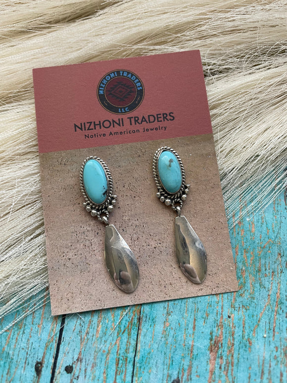 Navajo Sterling Silver & Turquoise Dangle Earrings