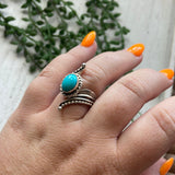 Incredible Navajo Turquoise Sterling Silver Ring Size 8 Signed T Yazzie