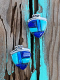 Navajo Lapis, Turquoise, Blue Sterling silver Rolled Berry Stud Earrings