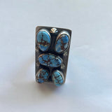 “The Cali” Navajo Golden Hills Turquoise & Sterling Silver Adjustable Ring Signed