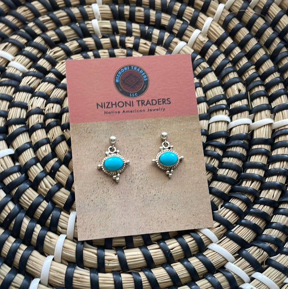 Navajo Sterling Silver & Turquoise Dangle Earrings