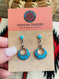 Zuni Sterling Silver & Turquoise Inlay Dangle Earrings