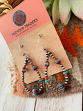 Handmade Coral, Turquoise And Sterling Silver Beaded Dangle Earrings