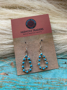 Zuni Sterling Silver & Turquoise Dangle Earrings