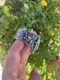 Navajo Turquoise & Sterling Silver Cuff Bracelet Signed Rick Werito