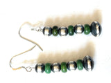 Navajo Sterling Silver And Sonoran Gold Turquoise Beaded Earrings