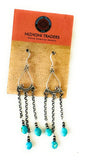 Navajo Sterling Silver & Turquoise Beaded Chain Dangle Earrings