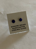 Zuni Sterling Silver Mini Lapis Stud Earrings