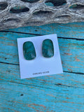 Navajo Sterling Silver & Turquoise Post Earrings Signed P Skeets