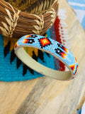 Navajo Made Beaded Leather Bangle Bracelet