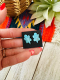 Zuni Hand Carved Turquoise Fetish Lizard Stud Earrings