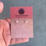 “The Sami” Navajo Queen Pink Conch & Sterling Silver Stud Earrings