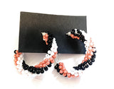 Navajo Handmade Beaded Hoop Earrings- orange