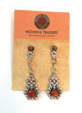 Zuni Sterling Silver & Coral Dangle Earrings