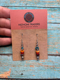 Navajo Sterling Silver And Multi Stone Dangle Beaded Earrings