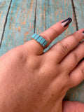 Zuni 5 Stone Inlay Turquoise & Sterling Silver Ring Signed