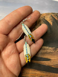 Feather Turquoise Sterling Silver Dangle Earrings