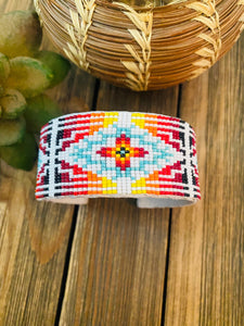 Navajo Made Beaded Leather Bracelet