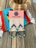 Handmade Turquoise, Lapis And Sterling Silver Beaded Dangle Earrings