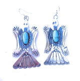 Navajo Turquoise & Sterling Silver Water Bird Dangle Earrings