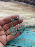 Zuni Sterling Silver & Turquoise 2 Inch Dangle Earrings