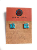 Zuni Sterling Silver & Turquoise Inlay Stud Earrings