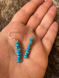 Navajo Sterling Silver & Turquoise Beaded Dangle Earrings 1.5”