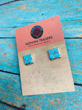 Zuni Sterling Silver & Turquoise Inlay Stud Earrings