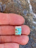 Navajo Turquoise 8 & Sterling Silver Rolled Rectangle Stud Earrings