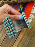 Navajo Kingman Turquoise And Sterling Silver Cluster Cuff Bracelet By Ernest Rangel