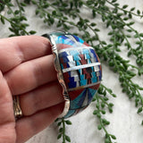 “The Multi Stone Inlay Cuff” Sterling Silver Multi Stone Inlay Cuff Bracelet