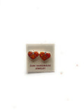 Zuni Sterling Silver & Orange Opal Inlay Heart Stud Earrings