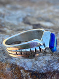 Navajo Lapis, Turquoise, Blue Opal Petite Square Ring Sz 5.25