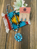 Navajo Sterling Silver & Kingman Turquoise Beaded Necklace Set