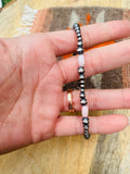 Navajo Sterling Silver Pearl & Pink Opal Beaded Bracelet