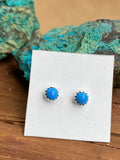 Zuni Sterling Silver Mini Denim Lapis Stud Earrings