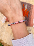 Navajo Sterling Silver Pearl & Pink Opal Beaded Bracelet