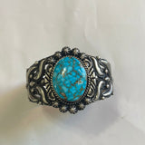 Navajo Turquoise & Sterling Silver Cuff Bracelet Signed Rick Werito