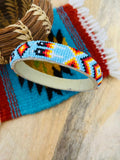 Navajo Made Beaded Leather Bangle Bracelet