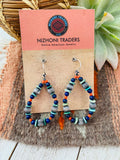 Handmade Turquoise, Coral, Lapis And Sterling Silver Beaded Dangle Earrings