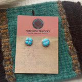 Navajo Turquoise Inlay & Sterling Silver Stud Earrings