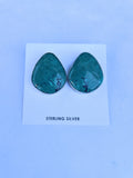 Navajo Sterling Silver & Turquoise Post Earrings Signed P Skeets