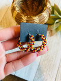 Navajo Handmade Beaded Hoop Earrings- Multi