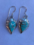 Navajo Turquoise 8 & Sterling Silver Drop Dangle Earringsq