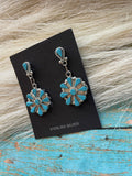 Zuni Sterling Silver & Turquoise 2 Inch Dangle Earrings