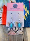 Navajo Turquoise & Sterling Silver Water Bird Dangle Earrings