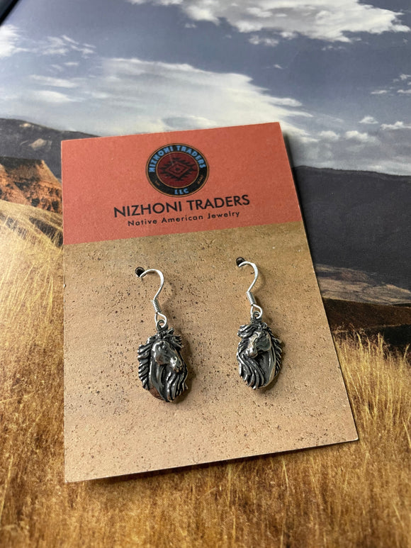 Navajo Sterling Silver Horse Dangle Earrings